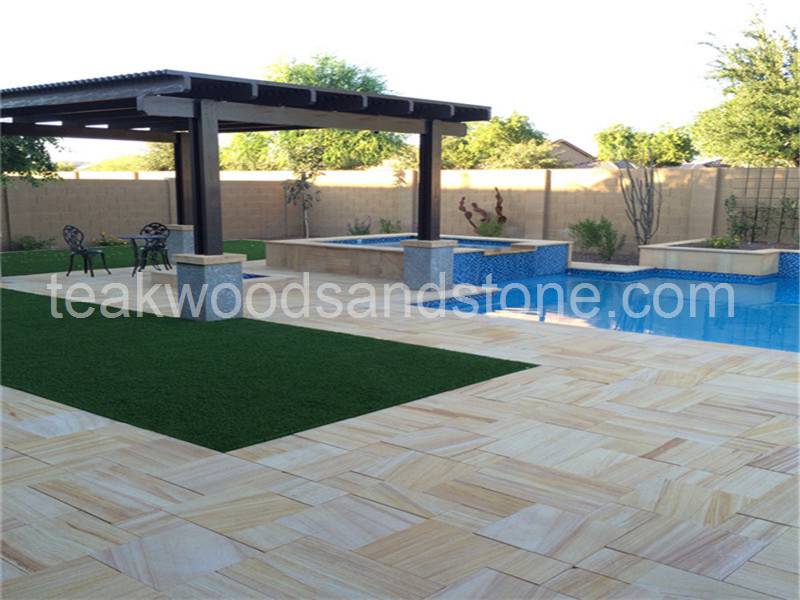 Teakwood-Sandstone-Paver-Versailles-Pattern-Sandblasted-16-Tan-Brown-Beige-Cream-Outdoor-Floor-Wall-Pool-Patio-Backyard-QDIsurfaces